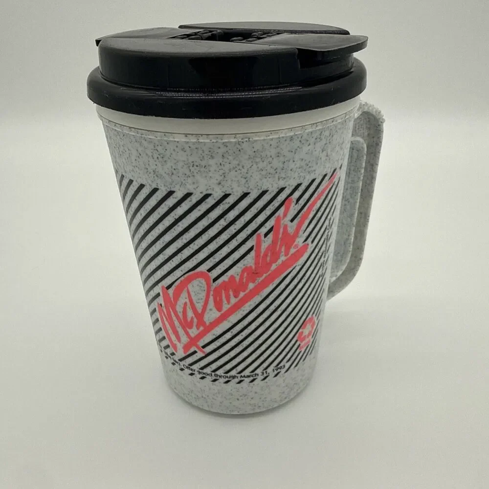 Vintage 90s McDonald’s Travel Mug 22oz Black Pink Grey